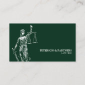 Carte De Visite Illustration de Lady Justice sur Dark Green (Devant)