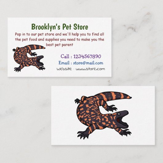 Carte De Visite Illustration de lézard géant affamé (Devant / Derrière)