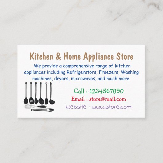 Carte De Visite Illustration de l'ustensile de cuisine (Devant)