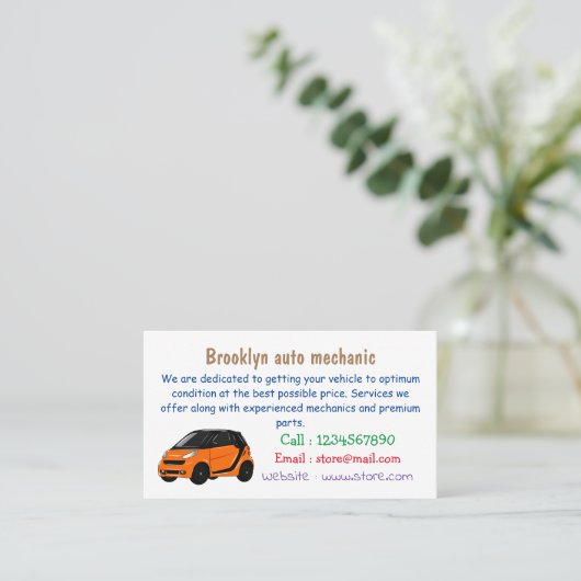 Carte De Visite Illustration de micro-voiture (Debout devant)