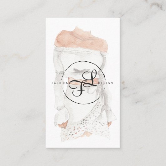 Carte De Visite Illustration de mode à l'aquarelle (Devant)