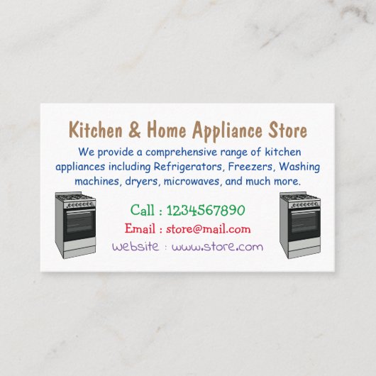 Carte De Visite Illustration de poêle électrique (Devant)