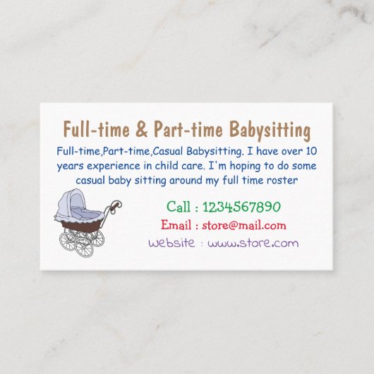 Carte De Visite Illustration de poussette (Devant)