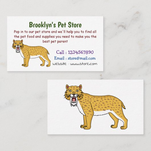 Carte De Visite Illustration de tigre à dents de sabre (Devant / Derrière)