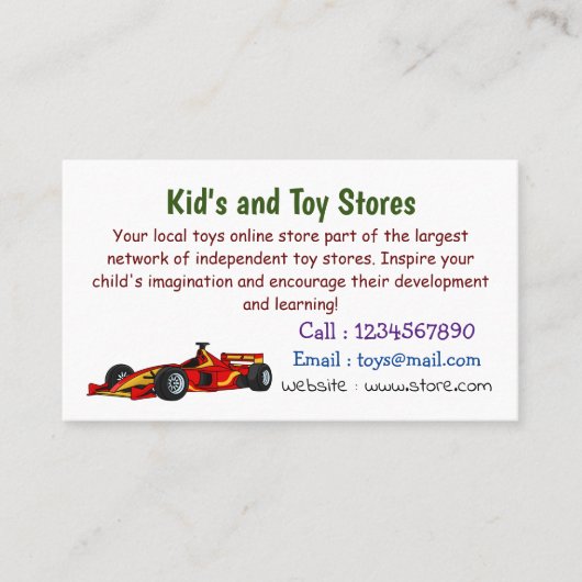 Carte De Visite Illustration de voitures de course à grande vitess (Devant)