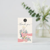 Carte De Visite Illustration des bras fleuris roses Merci (Debout devant)