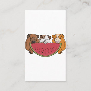 Carte De Visite Illustration des Cochons de Guinée et de la pastèq