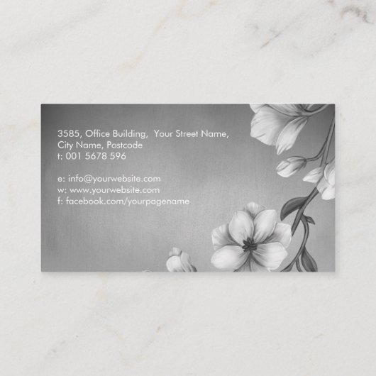 Carte De Visite Illustration des fleurs blanches de Magnolia (Dos)