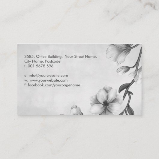 Carte De Visite Illustration des fleurs blanches de Magnolia (Dos)