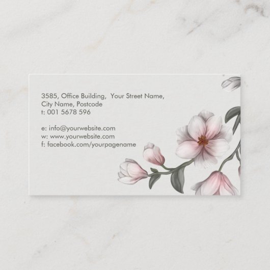 Carte De Visite Illustration des fleurs de Magnolia (Dos)