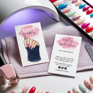 Carte De Visite Illustration des ongles tendance rose girly salon 