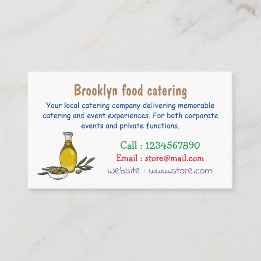 Carte De Visite Illustration d'huile d'olive (Devant)