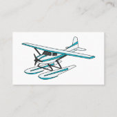 Carte De Visite Illustration d'hydravion bleu blanc (Dos)