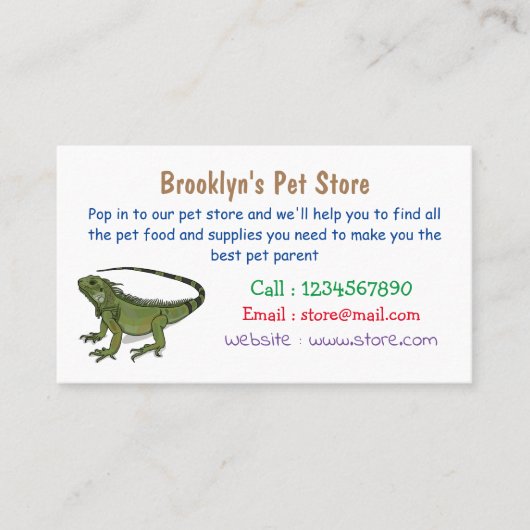 Carte De Visite Illustration d'Iguana (Devant)