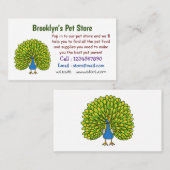 Carte De Visite Illustration d'oiseau de paon brillant (Devant / Derrière)