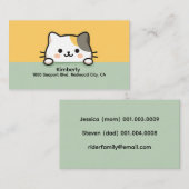 Carte De Visite Illustration du chat Cute Kawaii Calico (Devant / Derrière)