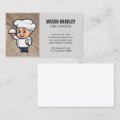 Carte De Visite Illustration du chef Servant à manger (Devant / Derrière)