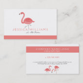 Carte De Visite Illustration du Flamant rose rose 2 mignon (Devant / Derrière)