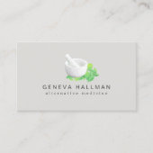 Carte De Visite Illustration du mortier et du pilon Santé naturell (Devant)