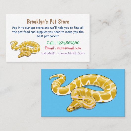 Carte De Visite Illustration du serpent python birman (Devant / Derrière)
