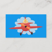 Carte De Visite Illustration d'un avion rouge volant mignon (Dos)