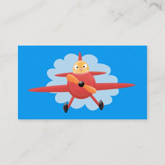 Carte De Visite Illustration d'un avion rouge volant mignon (Dos)