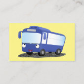 Carte De Visite Illustration d'un bus moderne bleu mignon (Dos)
