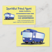 Carte De Visite Illustration d'un bus moderne bleu mignon (Devant / Derrière)
