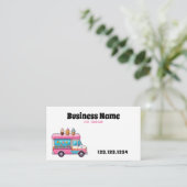 Carte De Visite Illustration d'un camion à glace rose mou (Debout devant)