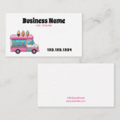 Carte De Visite Illustration d'un camion à glace rose mou (Devant / Derrière)