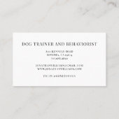Carte De Visite Illustration D'Un Entraîneur De Chien Ou D'Un Comp (Dos)