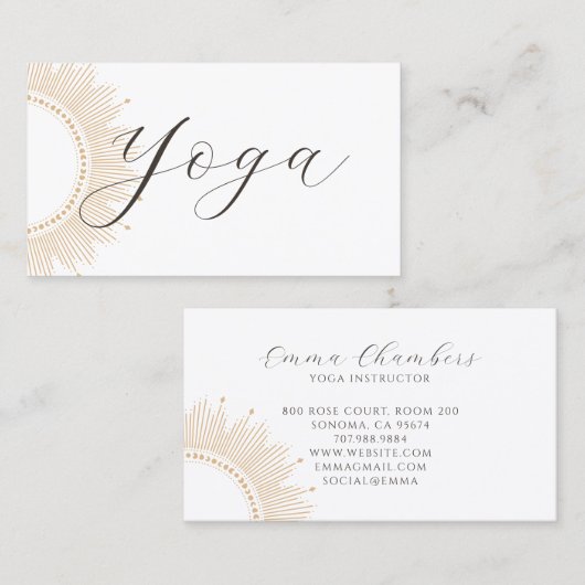 Carte De Visite Illustration d'une instructrice de yoga minimalist (Devant / Derrière)
