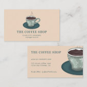 Carte De Visite Illustration d'une tasse de café vert mignon moder (Devant / Derrière)