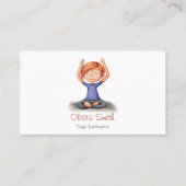 Carte De Visite Illustration fille mignonne Instructeur de Yoga (Devant)