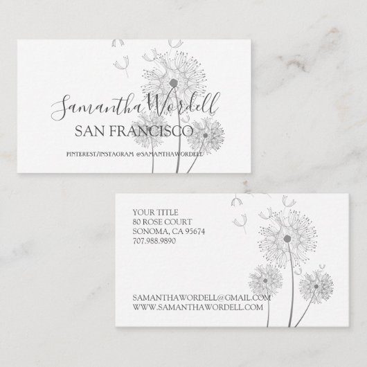 Carte De Visite Illustration florale (Devant / Derrière)