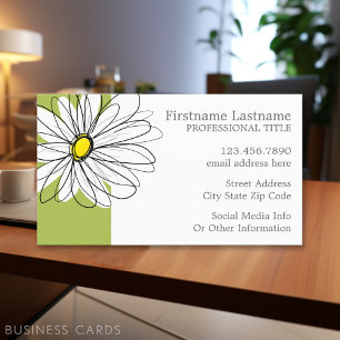 Carte De Visite Illustration florale Daisy tendance - chaux et jau