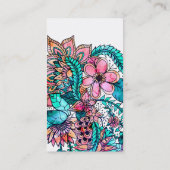 Carte De Visite Illustration florale d'aquarelle instructeur de yo (Dos)
