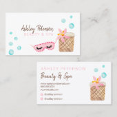 Carte De Visite Illustration florale d'aquarelle rose Spa de beaut (Devant / Derrière)