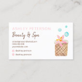 Carte De Visite Illustration florale d'aquarelle rose Spa de beaut (Dos)