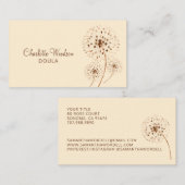 Carte De Visite Illustration florale délicate Doula naissance sage (Devant / Derrière)