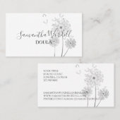 Carte De Visite Illustration florale délicate Doula naissance sage (Devant / Derrière)