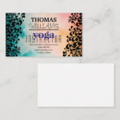 Carte De Visite Illustration florale professeur de yoga Mandala He (Devant / Derrière)