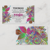 Carte De Visite Illustration florale professeur de yoga Mandala He (Devant / Derrière)