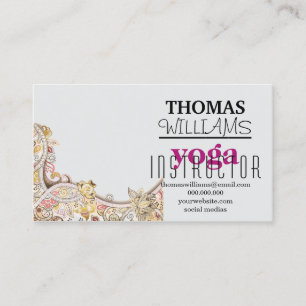 Carte De Visite Illustration florale professeur de yoga Mandala He