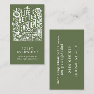 Carte De Visite Illustration Gardener Landscaper Green