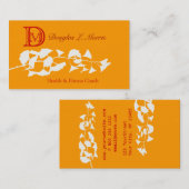 Carte De Visite Illustration Ginkgo    avec Monogramme (Devant / Derrière)