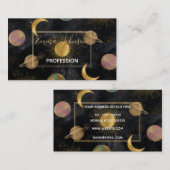 Carte De Visite Illustration Gold Sun Moon Planètes Space (Devant / Derrière)