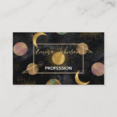 Carte De Visite Illustration Gold Sun Moon Planètes Space (Devant)