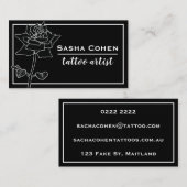 Carte De Visite Illustration gothique du Rose noir (Devant / Derrière)