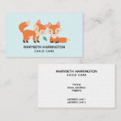 Carte De Visite Illustration graphique des renards orange mignons (Devant / Derrière)